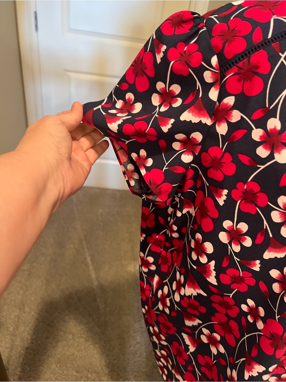 Draper James Navy Floral Short-Sleeve Blouse with Pink & White Flowers - Picture 4 of 9